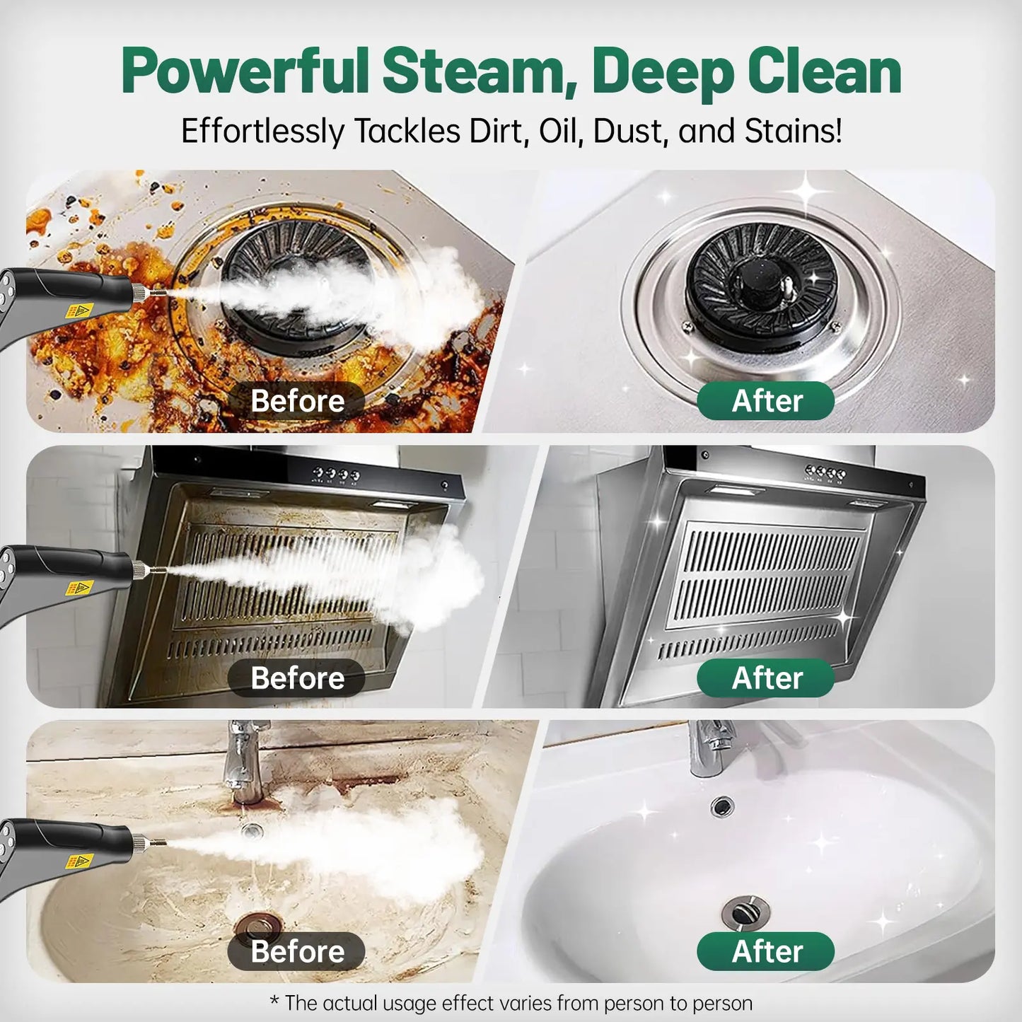 Handheld Portable Steam Cleaner — 6 Adjustable Settings, 15-Second Rapid Preheat
