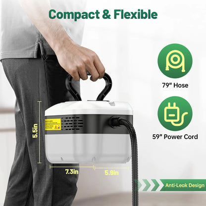 Handheld Portable Steam Cleaner — 6 Adjustable Settings, 15-Second Rapid Preheat